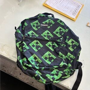 Unisex Rare Minecraft Backpack Pre Owned Used Black Green
